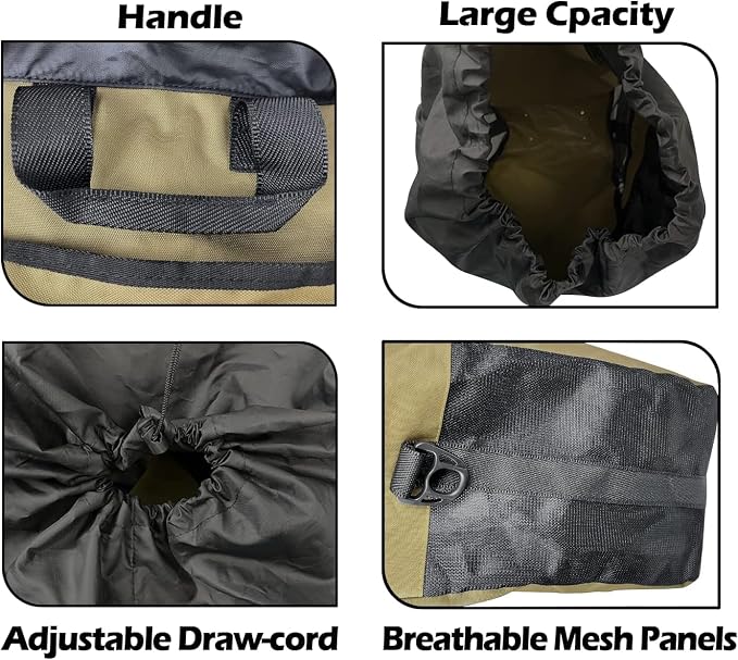 Riverruns Fishing Hunting Wader Bag with Vented Mesh, Waders Boots Bag, Fly Fish Storage Bag for Fishing, Hiking, Camping