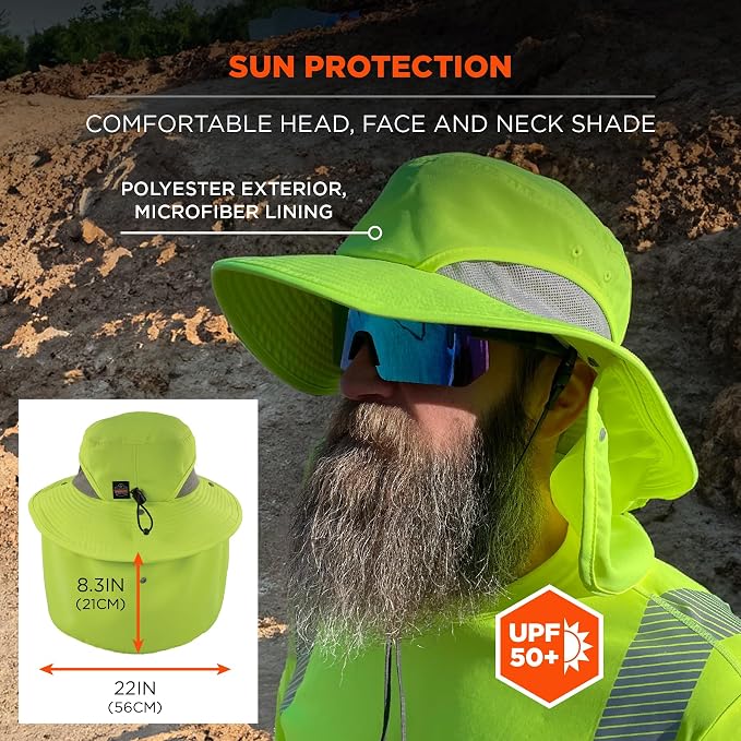 Ergodyne Unisex Adult Chill-its 8934 Ranger Hat with Neck Shade