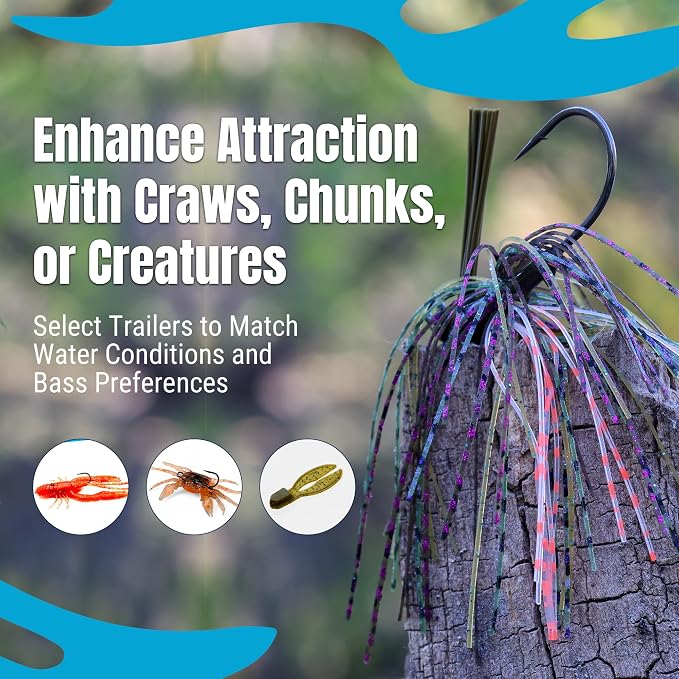 Reaction Tackle Flipping Jigs for Bass Fishing – Weedless Design Fishing Jig Head Fishing Lures - Bass, Pike, Walleye, Muskie and More (3-Pack)
