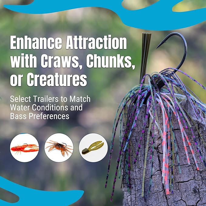 Reaction Tackle Flipping Jigs for Bass Fishing – Weedless Design Fishing Jig Head Fishing Lures - Bass, Pike, Walleye, Muskie and More (3-Pack)
