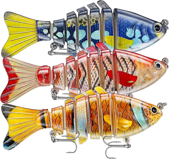 Keenjorika Fishing Lures Multi Jointed Fish Fishing Kits, Slow-Sinking Lifelike Segmented Swimbait Crankbaits, Realistic Swimming Action for Bass, Trout, Pike & Walleye, Freshwater and Saltwater