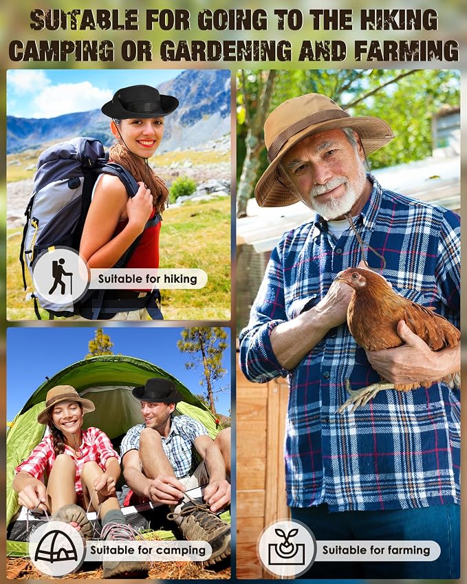 Foaincore Safari Hats Wide Brim Boonie Bucket Hats Sun Protection Summer Fishing Hat for Men Women Hunting Hiking
