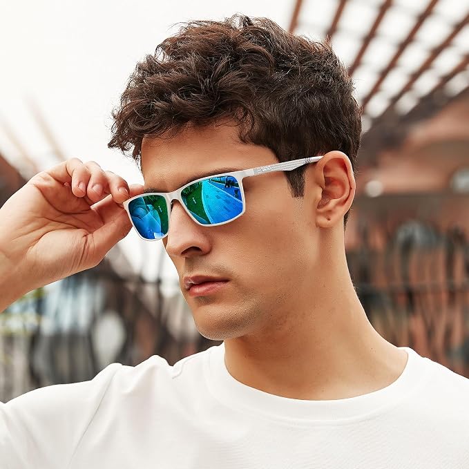 BIRCEN Polarized Mens Sunglasses for Driving: UV Protection Al-Mg Metal Sunglasses Lightweight Shades for Fishing Travel Golf