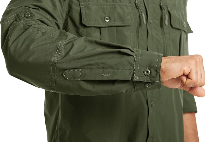 MAGCOMSEN Men's UPF 50+ Sun Protection Shirts, Button Down Long Sleeve Shirt for Hiking, Fishing, Safari