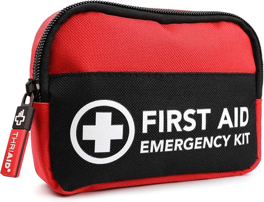 Small First Aid Kit, 182 Piece Premium Waterproof Compact Trauma Medical Mini Kits for Any Emergencies, Ideal for Home, Office, Car, Travel, Outdoor, Camping, Hiking, Boating (Red)