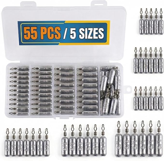Drop Shot Fishing Weights, Lead Sinkers, 1/8oz, 3/16oz, 1/4oz, 3/8oz, 1/2oz, for Bass Fishing, Drop Shot Rig, Wacky Rig, Finesse Fishing