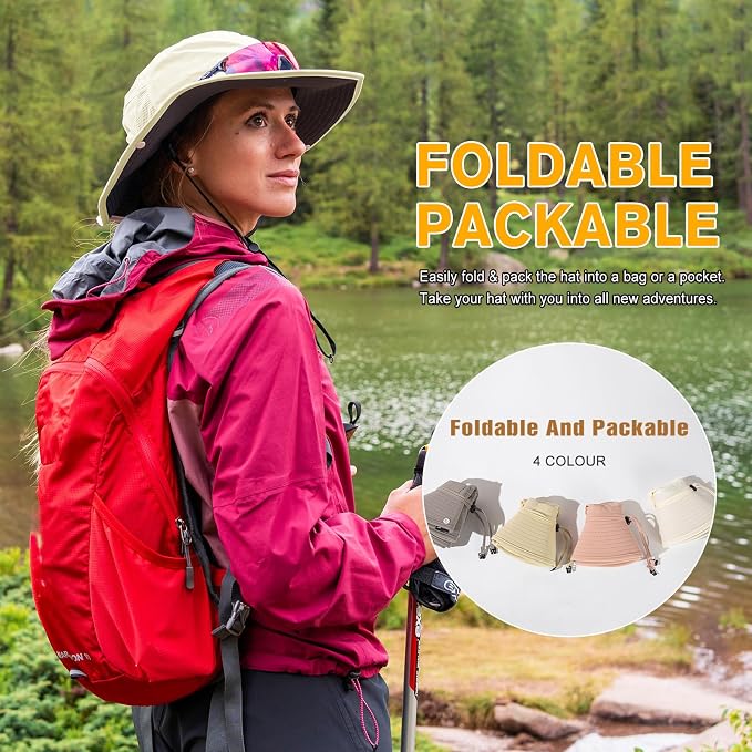 TOP-EX Men's Wide Brim Sun Hat UPF 50+ Waterproof, Packable Breathable Mesh Boonie Bucket Cap for Hiking Fishing Safari