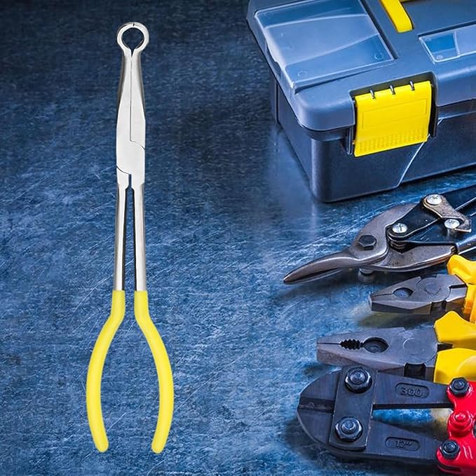 11 Inch circle plier Hose/Cable and Flate Nose. Designed for Mechanics, Technicians, and Contractors Work with Delicate or Difficult-to-Reach Pieces Milled-Jaws Steel “ round pliers