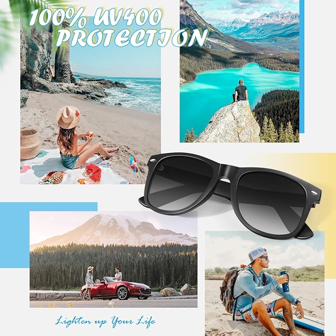Sunier Polarized Sunglasses for Men and Women, Retro Square Matte Finish UV400 Protection Shades for Driving, Fishing