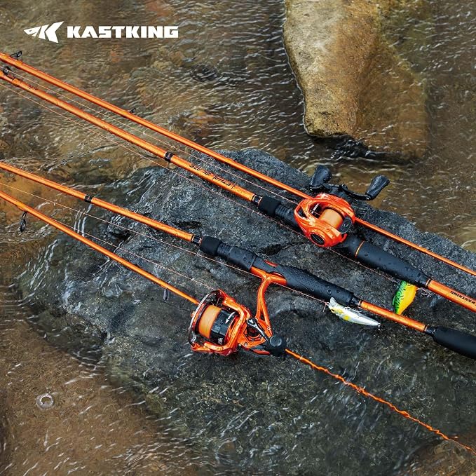 KastKing Lethal Blaze Twin-Tip Fishing Rods, IM6 Graphite Blanks Casting & Spinning Rods, 2-Piece Rod with Extra Tip, PTS Power Transition System, Ideal for Bass, Freshwater & Inshore Fishing