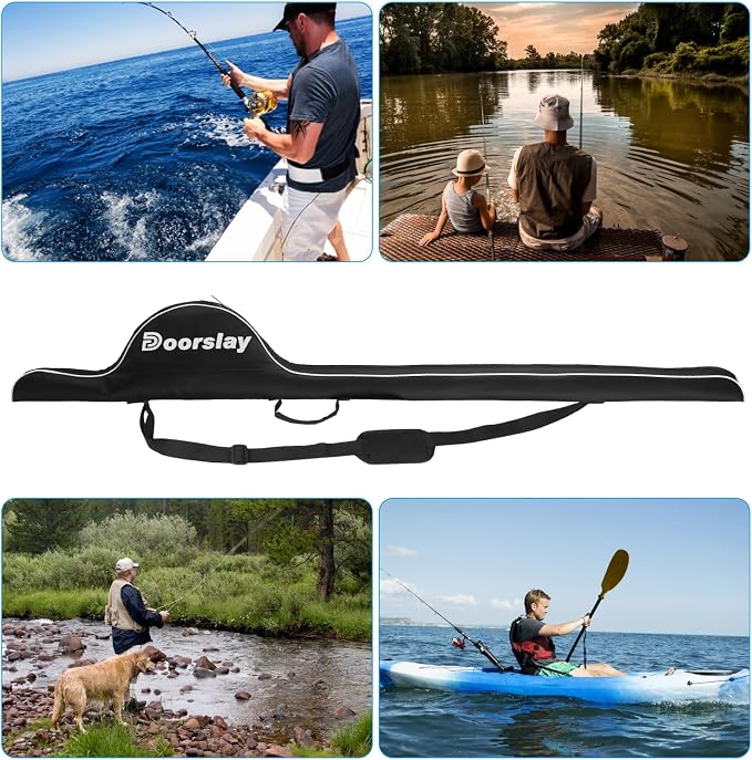 Fishing Rod Bag - 63 Inch Rod & Reel Protective Case, Portable Folding Pole Case, Waterproof Tackle Storage & Organizer