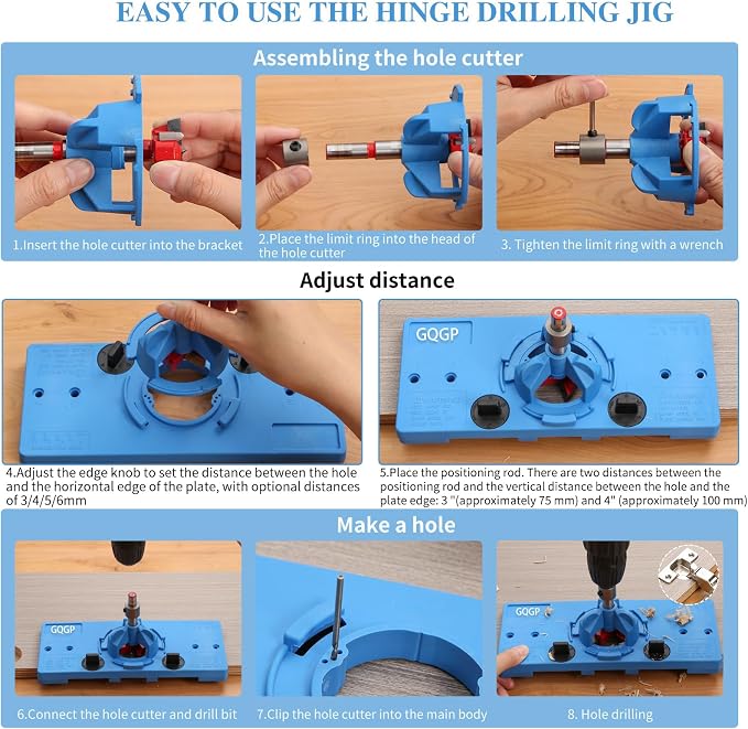 35mm Hinge Jig Concealed Hinge Hole Saw Jig Higne Drilling Jig Hole Guide Woodworking for Kitchen Cabinet Door Hinge