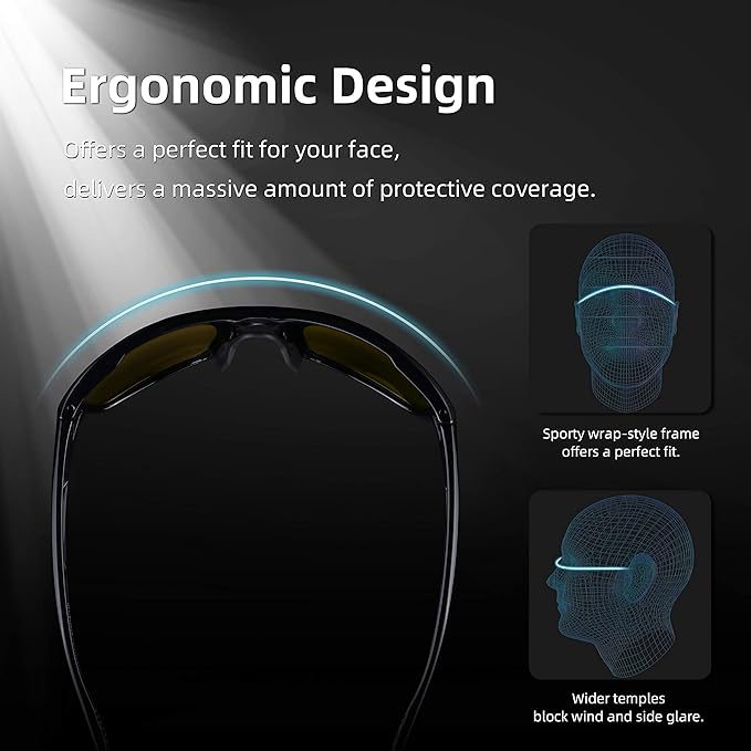 RUNCL Polarized Sports Sunglasses Billy, Fishing Sunglasses UV400 - Ultralight Floating TAC Lens, Anti-seawater Coating