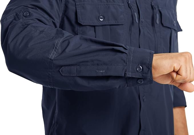 MAGCOMSEN Men's UPF 50+ Sun Protection Shirts, Button Down Long Sleeve Shirt for Hiking, Fishing, Safari