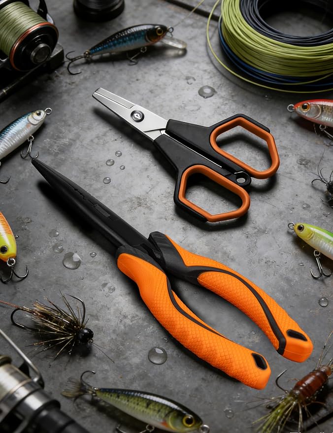 Fishing Tools Kit, Fishing Pliers,Fishing Scissors, Fishing Line Cutter for Braided Fishing Line,Fishing Gear with Lanyard