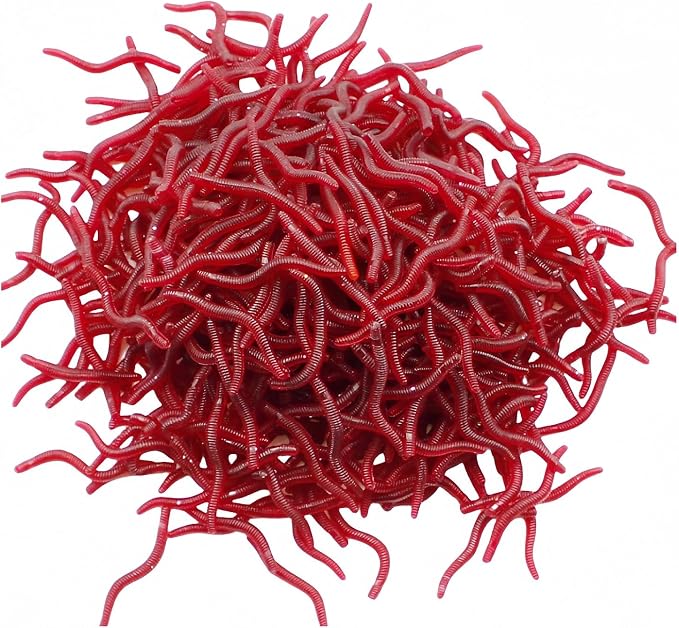 Red Soft Worm Lures for Bass Fishing - Lifelike Artificial Earthworm Baits for Freshwater & Saltwater