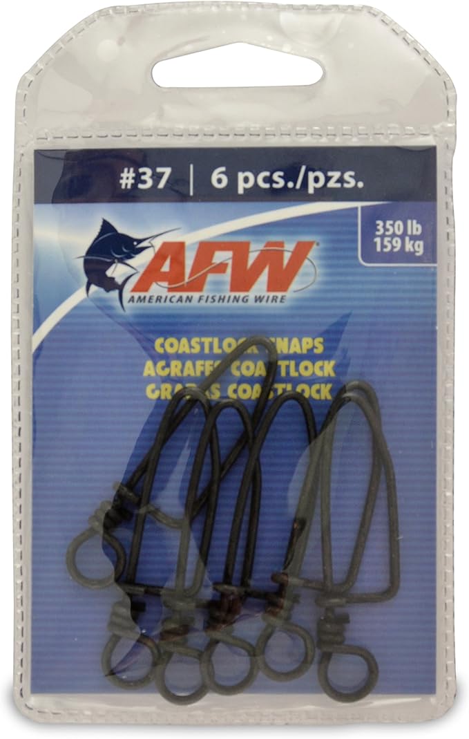 AFW Brass Coastlock Snap Swivels – Durable Fishing Gear with High-Strength Wire Snaps, Black Oxide Finish, Prevents Line Twisting & Kinking, Supports Up to 350 lb Test.