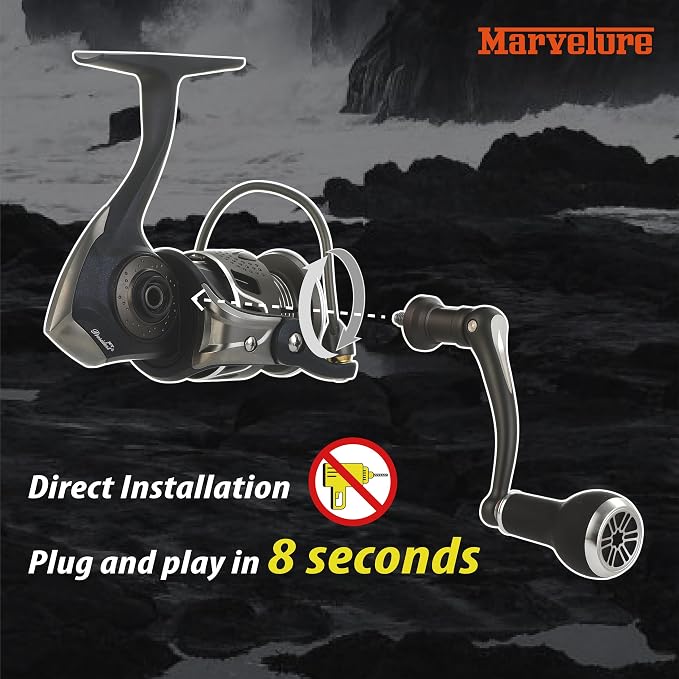Foldable Power Handle Compatible for Pflueger President, President XT 20-40 Spinning Fishing Reels (Not for President Lock Type or President 6920-6940 Series)