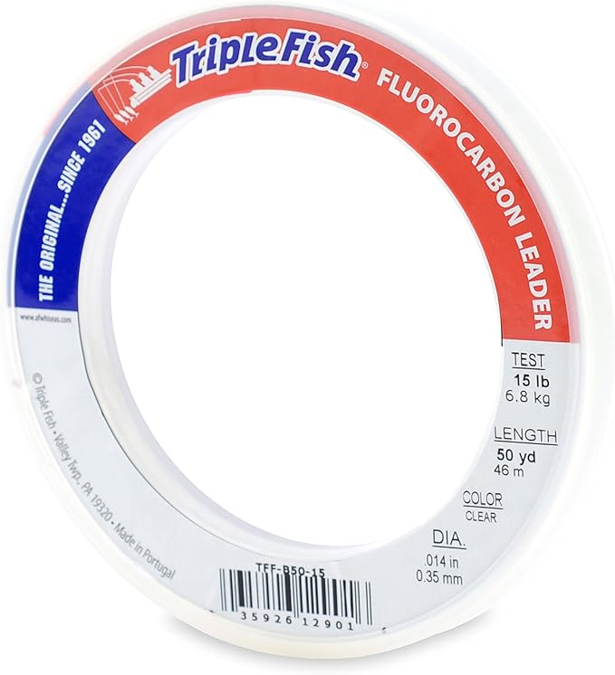 Triple Fish 100% Fluorocarbon Fishing Leader - Clear Invisible Strong and Heavy Duty Highly Abrasion Resistant, Fast Sinking Freshwater & Saltwater