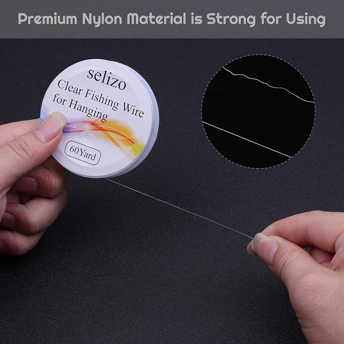 Fishing Wire, Selizo 3Pcs Clear Fishing Line Jewelry String Invisible Nylon Thread for Hanging Decorations, Beading and Crafts (3 Sizes, 60 Yards per Roll)