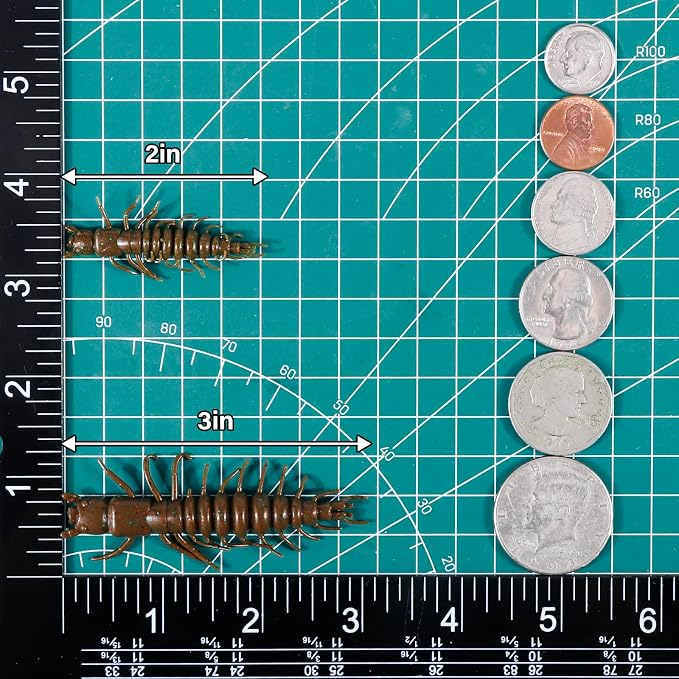 Dr.Fish 8/20 Pack Hellgrammite Soft Fishing Lure Worm Bait 2''/3" Freshwater Bass Fishing Plastic Lures Grub Crappie Panfish Bluegill Trout Walleye