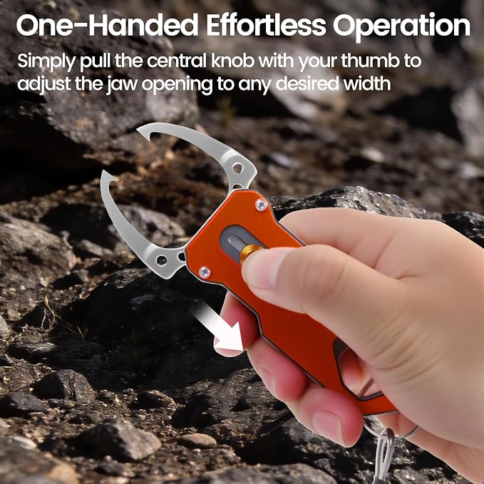 Pristis Pocket Fish Lip Gripper, Small Fly Fishing Mouth Grabber with Coiled Lanyard, Lightweight Aluminum Mini Grab Grip Tool Tackle, Hook Remover Holder Freshwater Saltwater, Catch & Release Kit