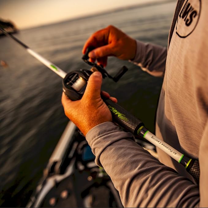 Lew’s MACH Jacked Baitcast Reel and Fishing Rod Combo, HM50 Graphite Rod, Tanso Tech Reel Frame and Sideplate, Carbon Fiber Drag System, 7.5:1 Gear Ratio