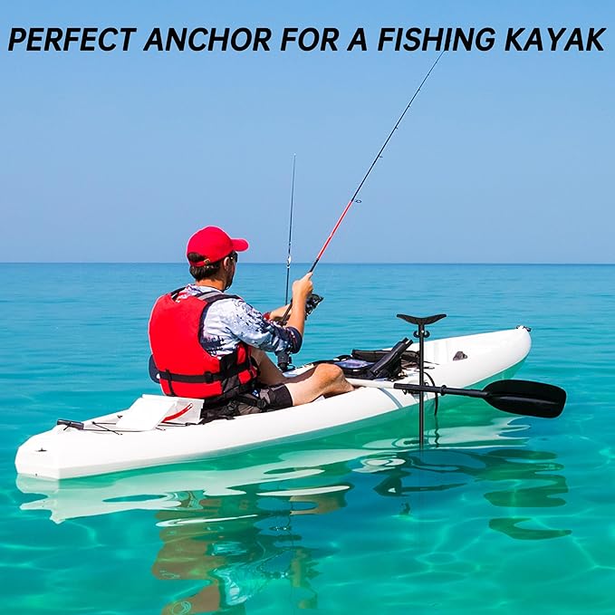 itayak 8.63ft/12.3ft Shallow Water Anchor Pole, Fiberglass Boat Anchor with T-Handle, Pole Anchor with 316 Stainless Tip for Boat, Fishing Kayak (Gloves Included)