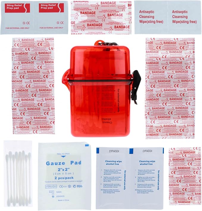 ASR Outdoor 50pc Portable First Aid Kit in Waterproof Case Emergency Supplies Survival Gear, 2pk