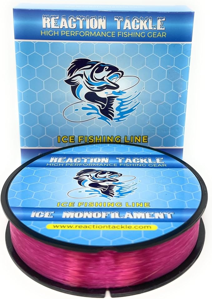 Reaction Tackle Ice Monofilament Fishing Line - High Performance Ice Fishing Line with Low Memory, High Abrasion Resistance, Freezing-Resistant - Strong and Sensitive 1000 Yard Spool Mono Line