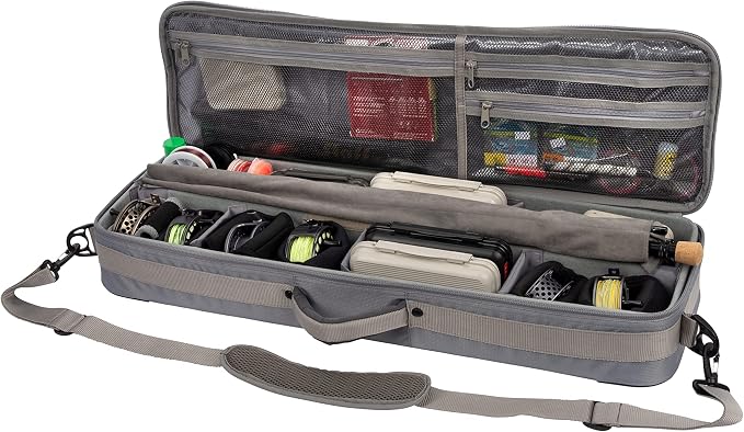 Allen Company Cottonwood Fly Fishing Rod & Gear Bag Case, Hold up to 4 Fishing Rods, Heavy-Duty Honeycomb Frame - Gray/Lime or Olive Green