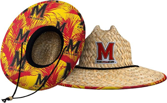 FOCO Men's NCAA College Team Logo Floral Straw Sun Hat