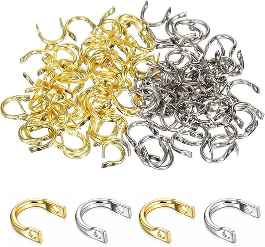 120 Pcs Fishing Clevis Spinner Blade for Lure Making Spinnerbait Parts Accessory Spinner Clevis Easy Spin Fishing Spinners Clevises U-Shaped Brass Links Freshwater Saltwater