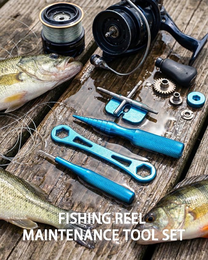 Fishing Reel Maintenance Tool Set 4-Piece Bearing Removal & Installation Kit for Baitcasting & Spinning Reels, Metal Disassembly Kit for Anglers & Reel Servicing