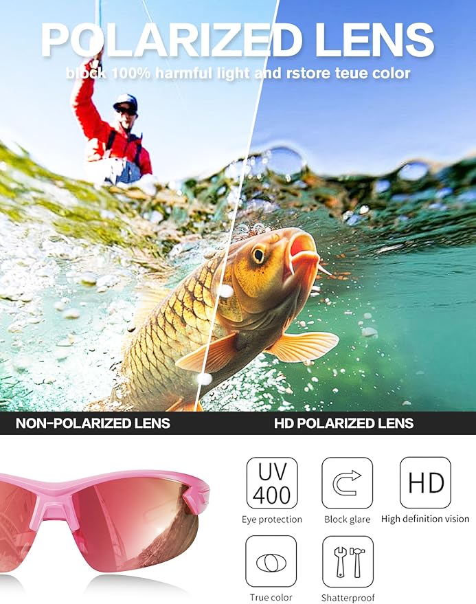 BIRCEN Mens Polarized Sunglasses for Sports: TR90 Lightweight Sun Glasses Wrap Around Shades for Fishing Driving Cycling