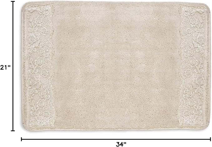 Zahari Home Rose Vine Bathroom Rug Luxury Bath Rug Washable Beautiful Shower Mat Unique Design Stylish Beige Bath Bath Rug Shower Tub Decor