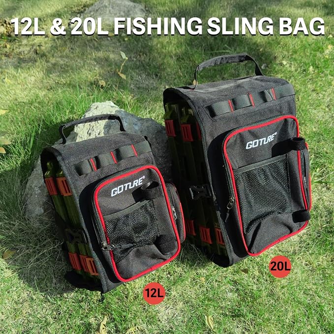 Goture Fishing Kits for Adult,Fishing Pole and Reel Combo, OpenSide Fishing Sling Tackle Storage Bag with 3 Tackle Boxes,Gift for Men