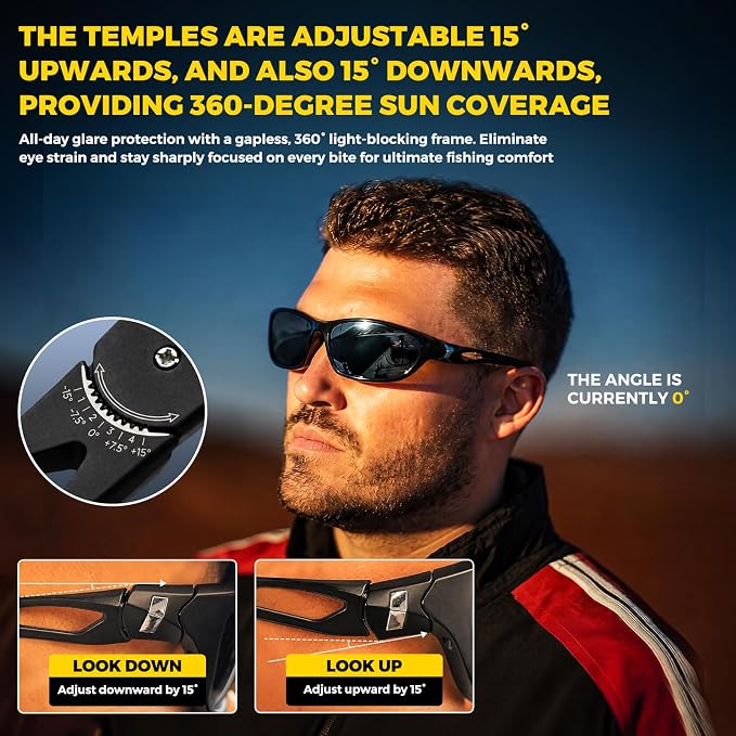 Polarized Fishing Sunglasses for Men Women, Adjustable Polarized Sunglasses, Lightweight TR90 Frame