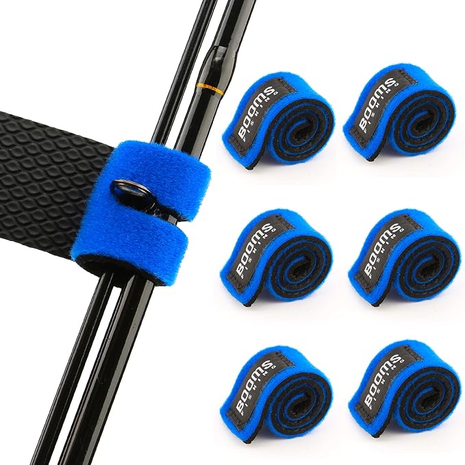 Booms Fishing RS3 Fishing Rod Wrap Pole Straps， Hook & Loop Fishing Rod Belts, Fishing Rod Ties for Casting Rods, Spinning Rods and Fly Rods