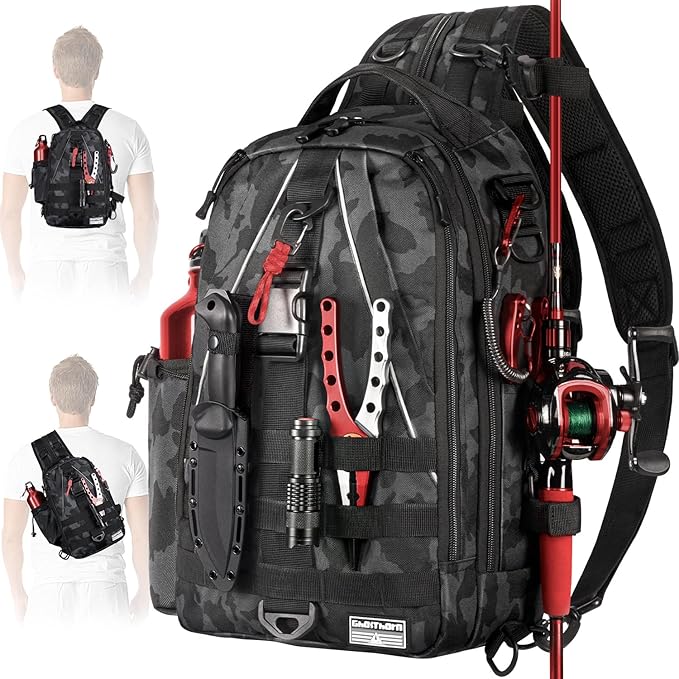Ghosthorn Fishing Backpack Waterproof Tackle Bag Sling Bag Gift
