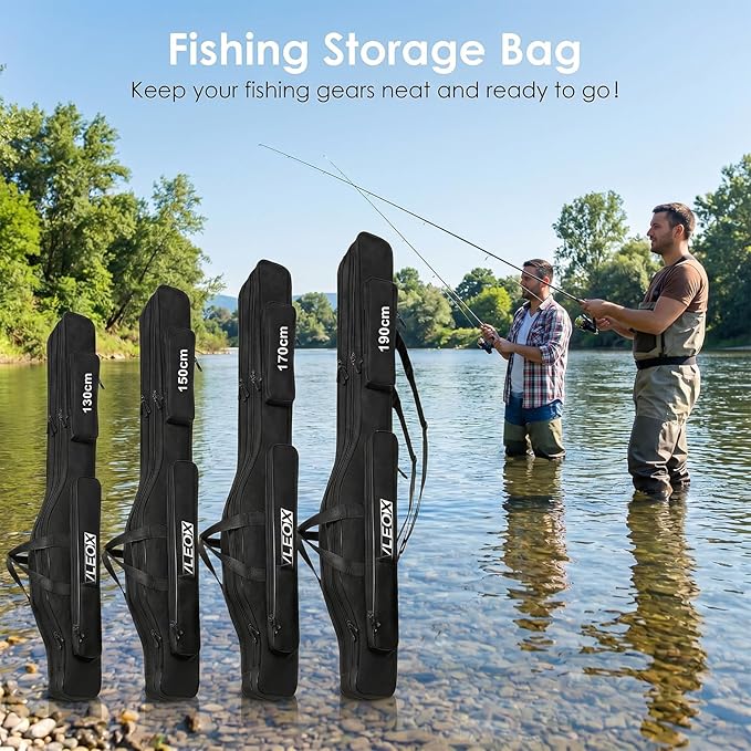 3 Layers Fishing Pole Bag, Fishing Rod Case, Portable Folding Fishing Rod Case Fishing Pole Reel Storage Bag Fishing Gears Organizer 190cm