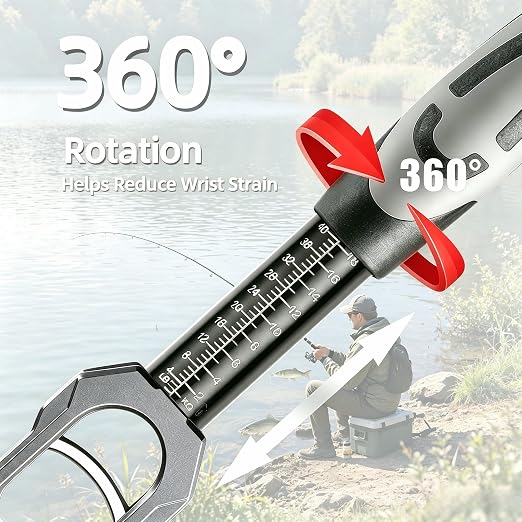 Fish Lip Gripper, Fish Gripper with Scale, Multifunctional Fishing Pliers with Hook Remover and Split Ring Tool, Ideal Fishing Gift for Men