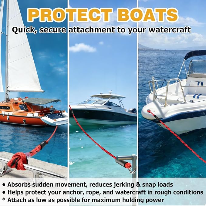 JaunniQir Bungee Dock Lines for Boats 7.2 Feet, 2 Pack Dock Lines with 316 Stainless Clips for PWC, Jet Ski, Kayak, Watercraft, Pontoon, Shock Absorbing Tie Off Downs Boat Mooring Ropes Accessories