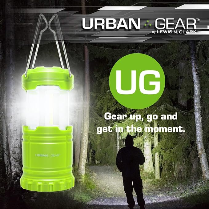 Lewis N. Clark Collapsible Camping Lantern | LED Portable Lantern for Indoor or Outdoor Use | Waterproof Lamp with Batteries Included | for Camping, Backpacking, Hiking, or Power Outage | Green