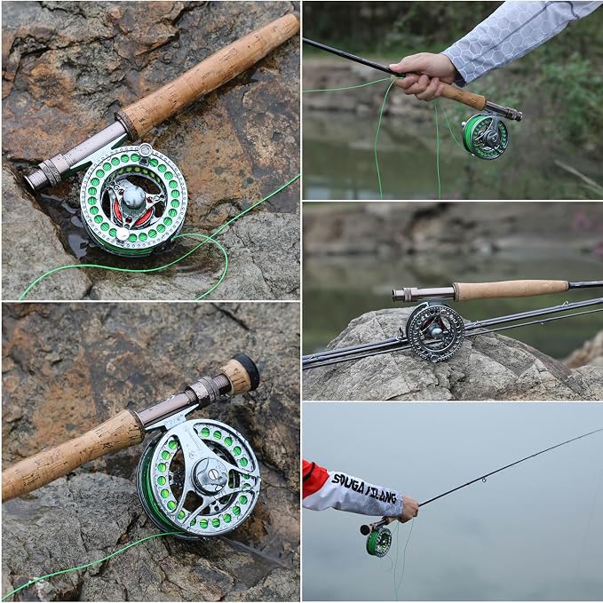 Sougayilang Fly Fishing Rod and Reel Combo, 4 Pieces Ultra Lightweight Portable Fly Rod and CNC Machined Aluminum Alloy Reel Complete Starter Package with Rod Bag