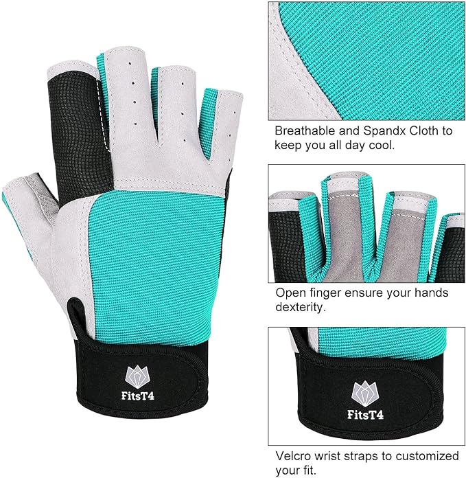 FitsT4 Sports Sailing Gloves 3/4 Finger and Grip Great for Sailing, Yachting, Paddling, Kayaking, Fishing, Dinghying Water Sports for Men and Women