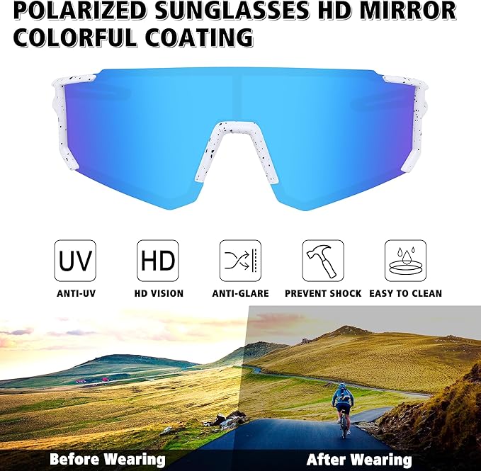 STORYCOAST Polarized Sports Sunglasses for Men Women,Driving Fishing Cycling Mountain Bike Sunglasses UV400 Protection