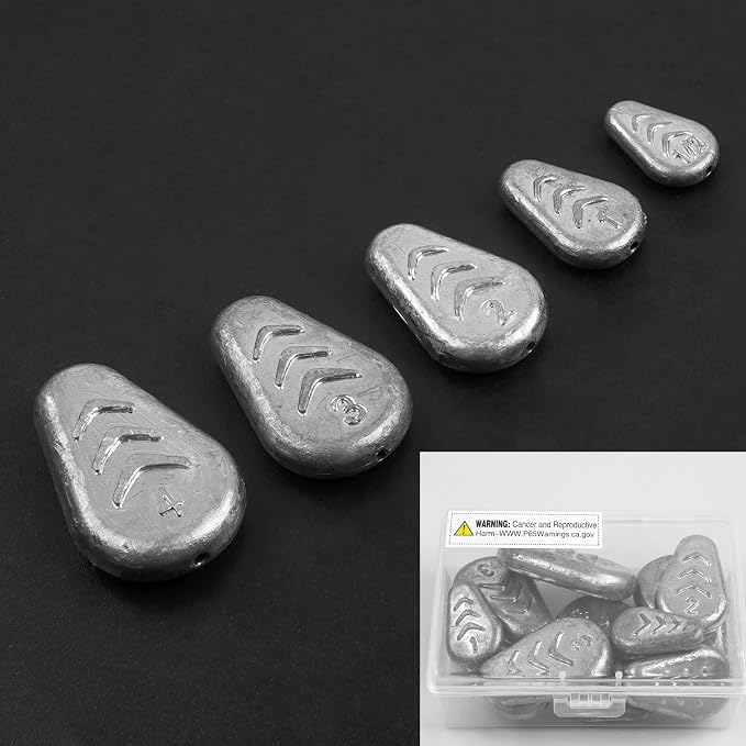 No Roll Sinker Fishing Weights, Flat Inline Catfish Sinkers Weights No Snag Slip Sinkers Saltwater Surf Fishing Weights Gear Tackle for Catfishing Rig