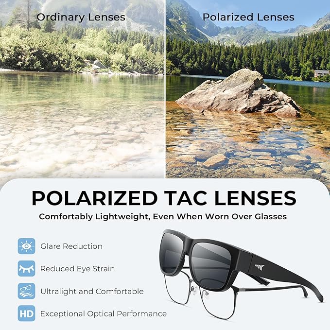 KastKing Chariton Fit-Over Polarized Wrap Around Over Sunglasses for Men and Women, Ideal for Driving Fishing Cycling Running