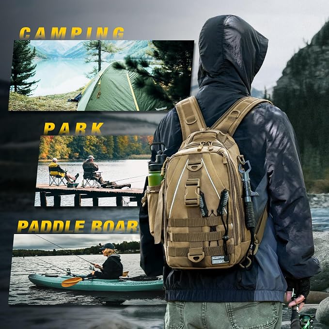 Ghosthorn Fishing Backpack Waterproof Tackle Bag Sling Bag Gift